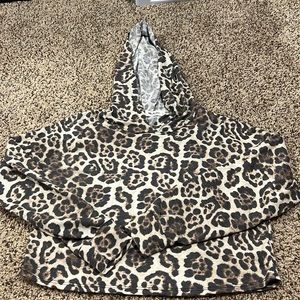Leopard cropped hoodie shirt